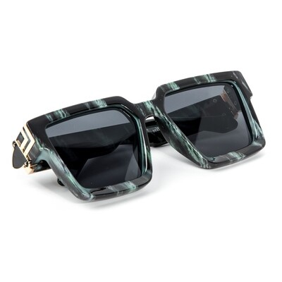Mens Green And Gold Trim Square Hendrix Sunglasses