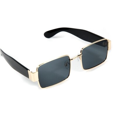 ​Mens Gold Frame Black Rectangle Sunglasses