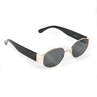 ​Mens Oval Black Tint Gold Frame Sunglasses