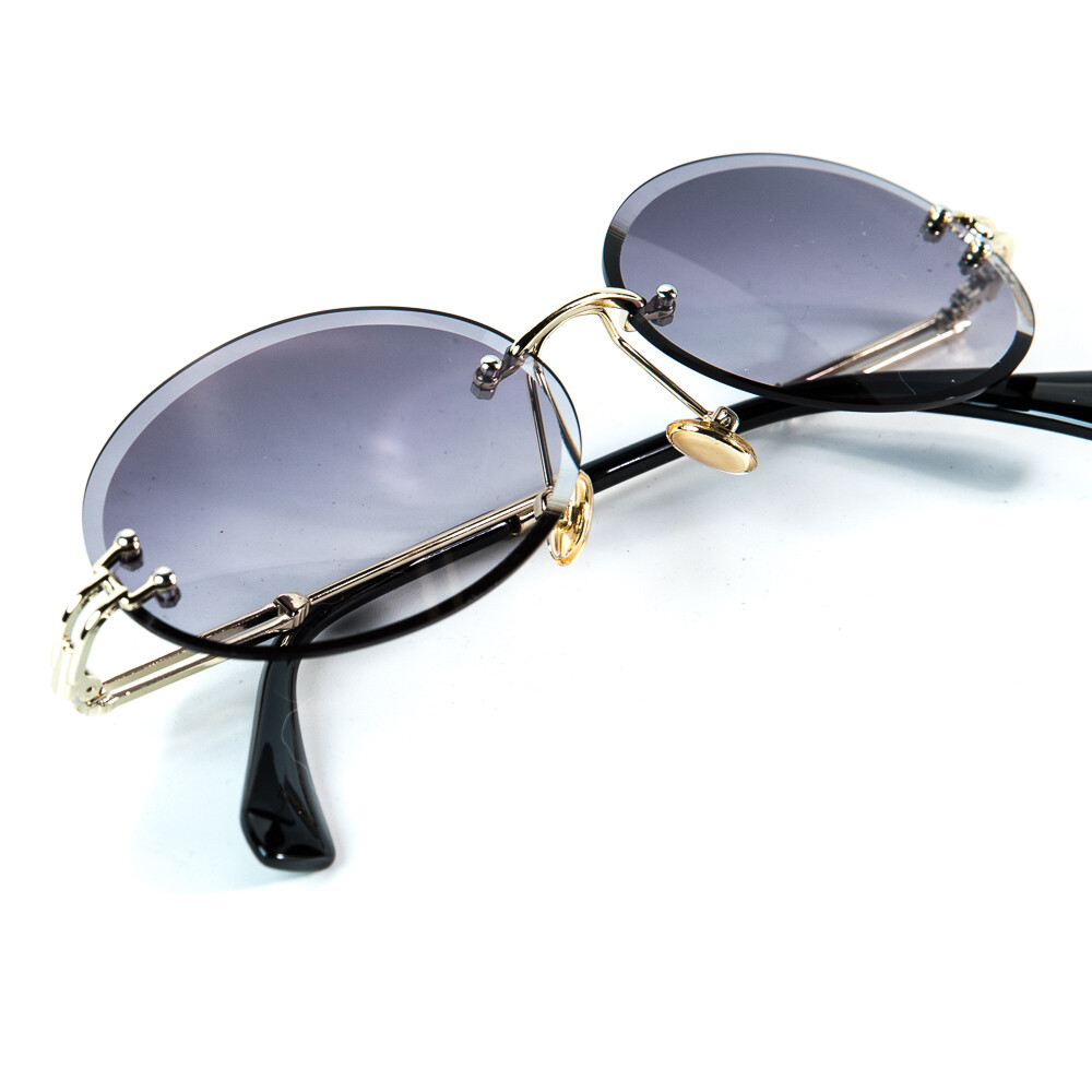 Mens Rimless Round Cut Vintage Purple Tint Sunglasses Mens Rimless Round Cut Vintage Purple Tint Sunglasses