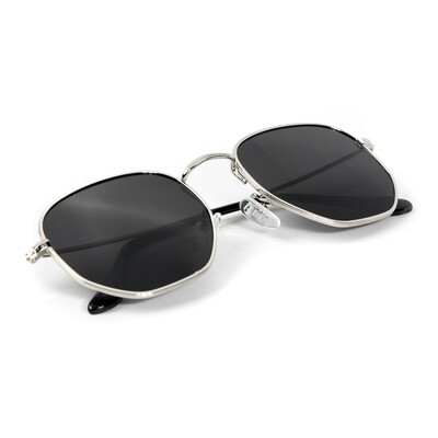 Silver Frame Black Tint Retro Summer Sunglasses
