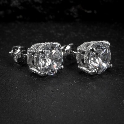 Men&#39;s Round Sterling Silver Solitaire Stud Earrings