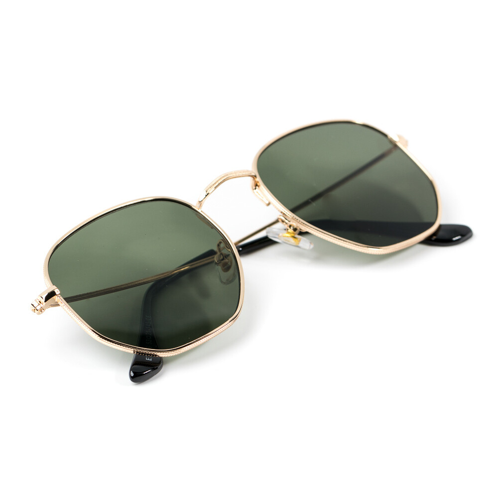 Gold Frame Green Tint Retro Summer Sunglasses