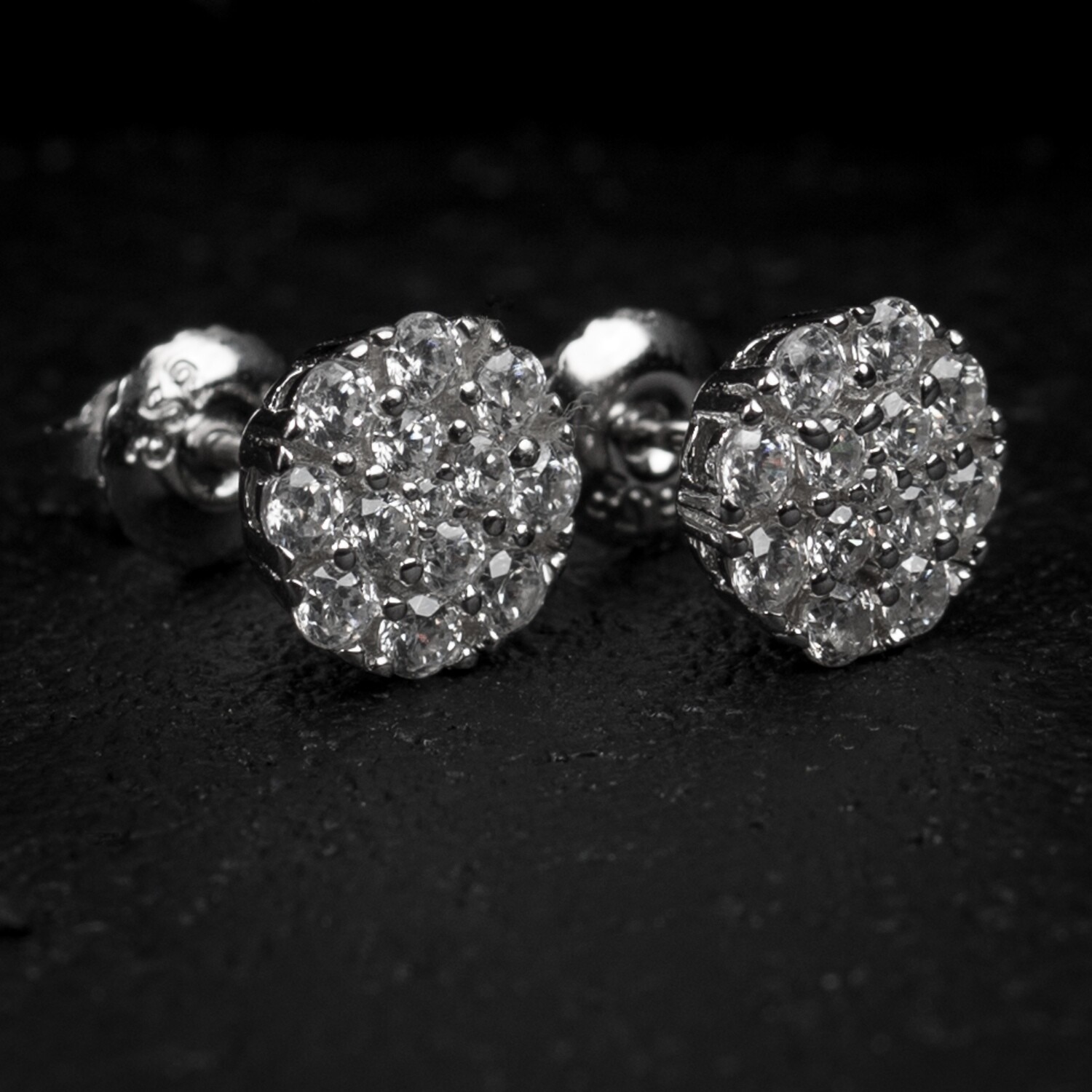 Small Micro Silver Flower Set Cluster Earrings