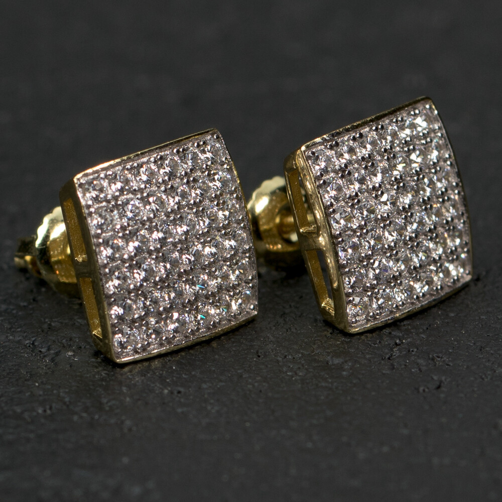 Elegant Gold Sterling Silver Stud Hip Hop Earrings