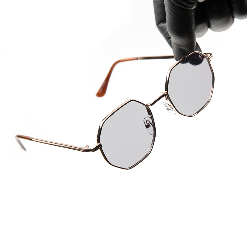 Gold Frame Grey Tint Retro Summer Sunglasses