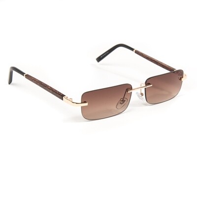 Mens Gold Brown Tint Wood Hip Hop Sunglasses
