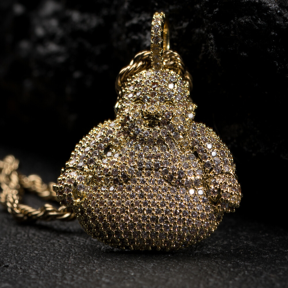 Gold Mini Honey Comb Set Buddha Pendant Necklace