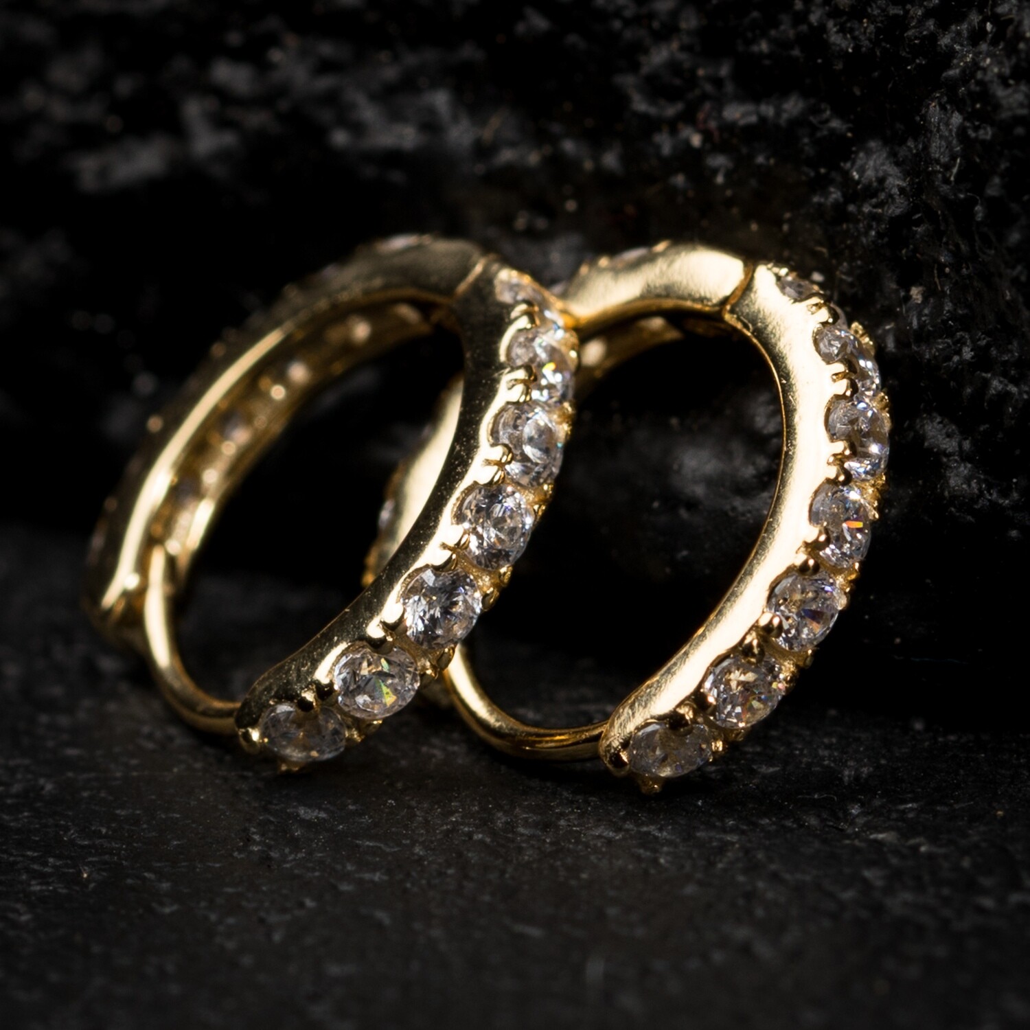 Mini Thin Small Gold Iced Hoop Earrings