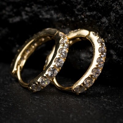 Mini Thin Small Gold Iced Hoop Earrings