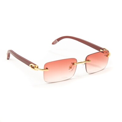 Mens Burgundy Tint Hip Hop Rimless Sunglasses