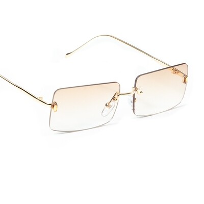 Pink Apricot Gradient Tint Square Rimless Sunglasses