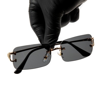 Men's Black Tint Gold Frame Hip Hop Rimless Sunglasses