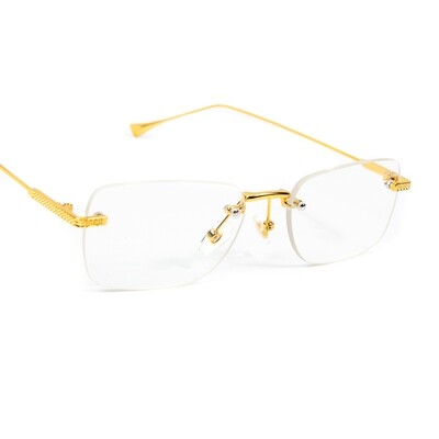 Men's Gold Frame Vintage Rimless Clear Lens Glasses