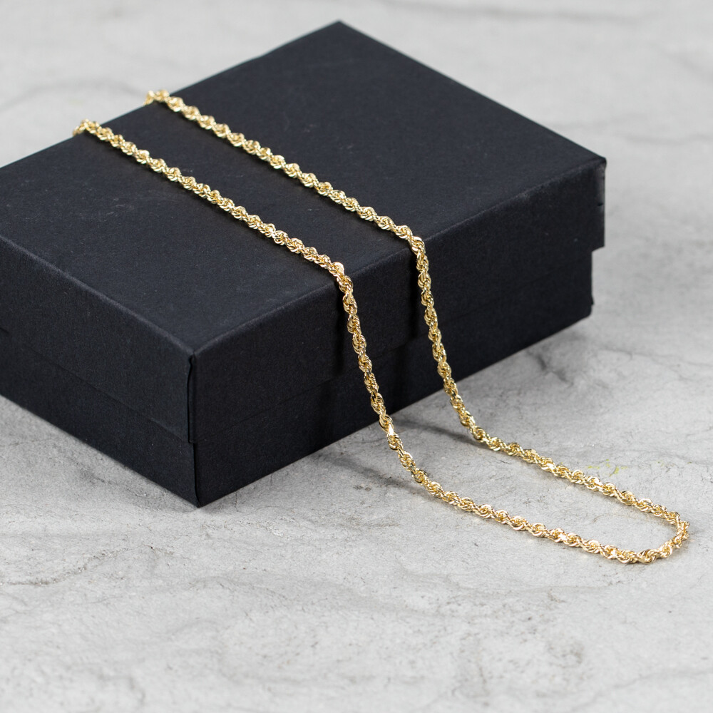 10K Solid Yellow Gold 2mm 20 inch Rope Chain Necklace