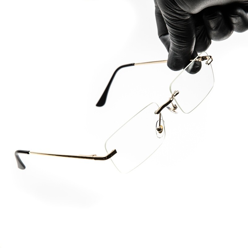 Gold Frame Square Rimless Men&#39;s Clear Lens Glasses