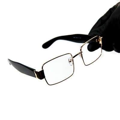 Square Clear Lens Rectangle Black And Gold Glasses