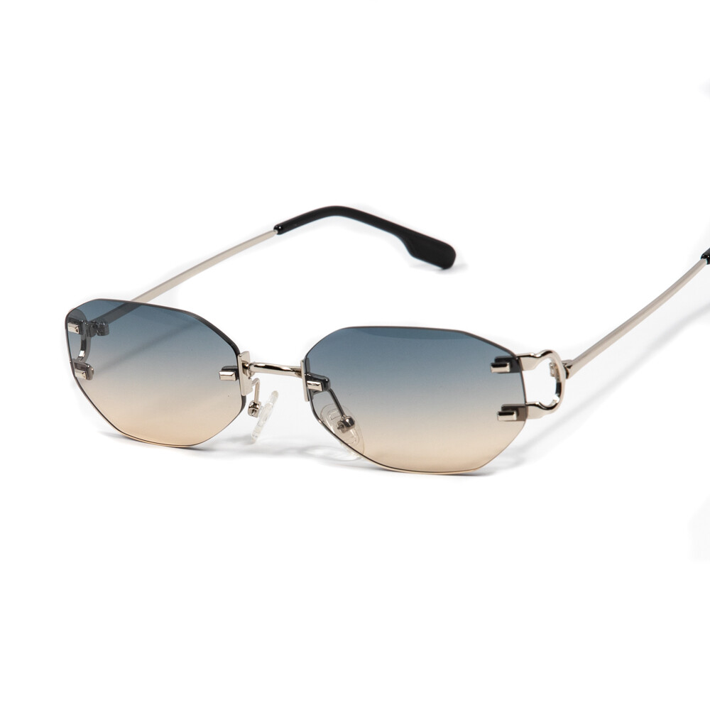 Rimless Grey and Tan Gradient Tint Sunglasses