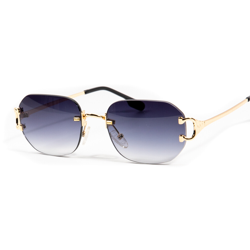 Purple Tint Gold Frame Rimless Luxury Sunglasses Purple Tint Gold Frame Rimless Luxury Sunglasses