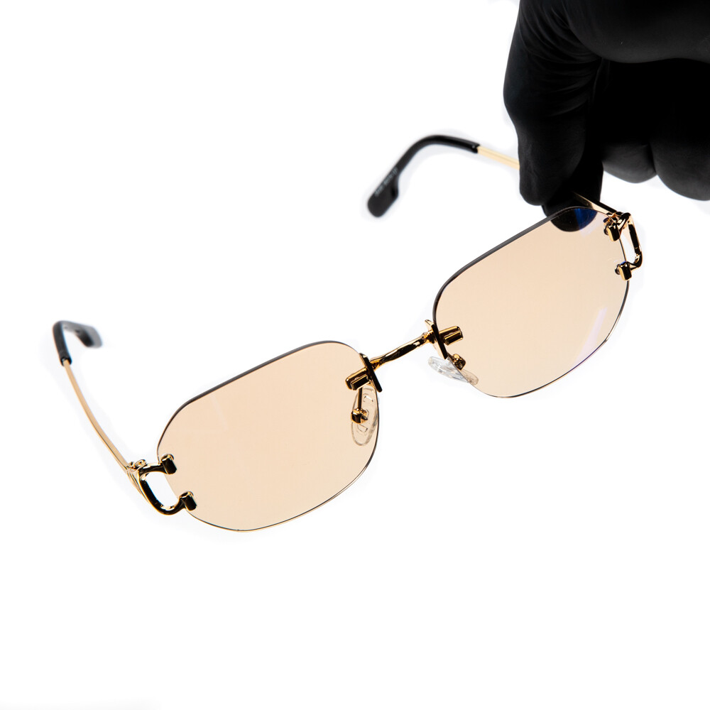 Rose Gold Gradient Tint Rimless Gold Frame Sunglasses