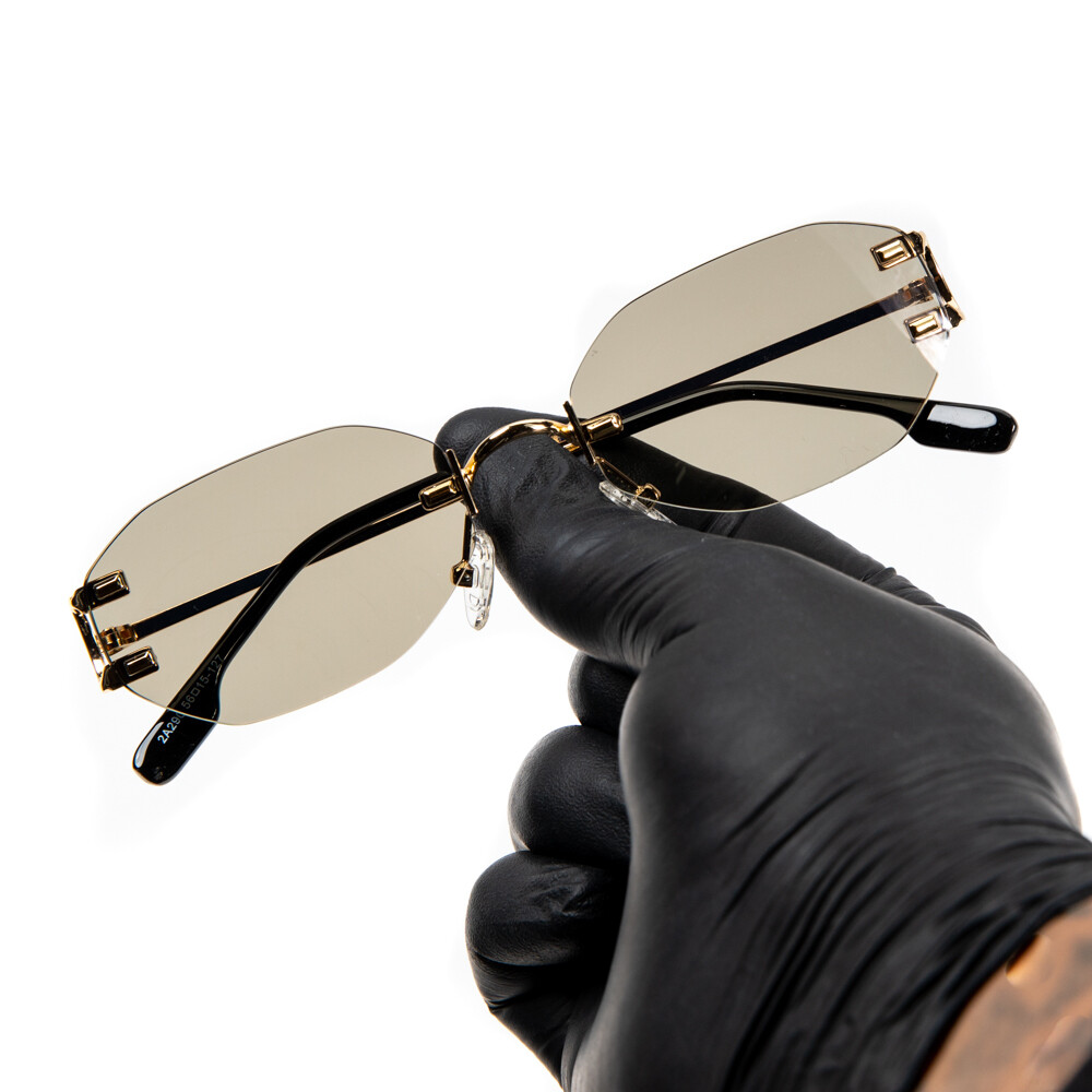Rimless Olive Green Tint Gold Frame Men&#39;s Sunglasses