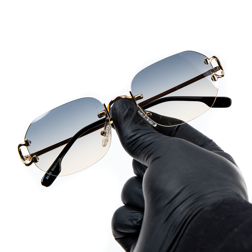 Rimless Gray And Tan Gradient Tint Men&#39;s Sunglasses