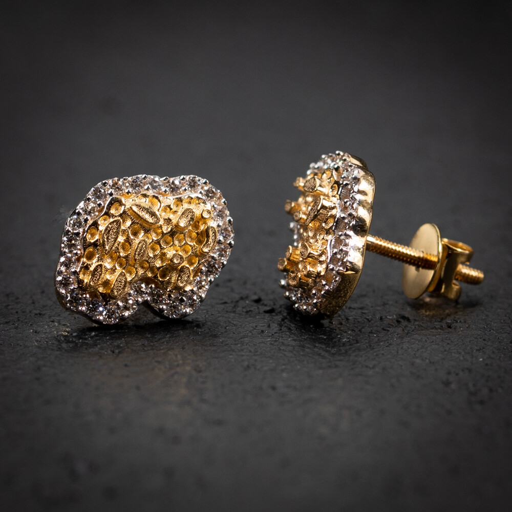 Men's 14K Gold 0.25Ct Diamond Nugget Earrings