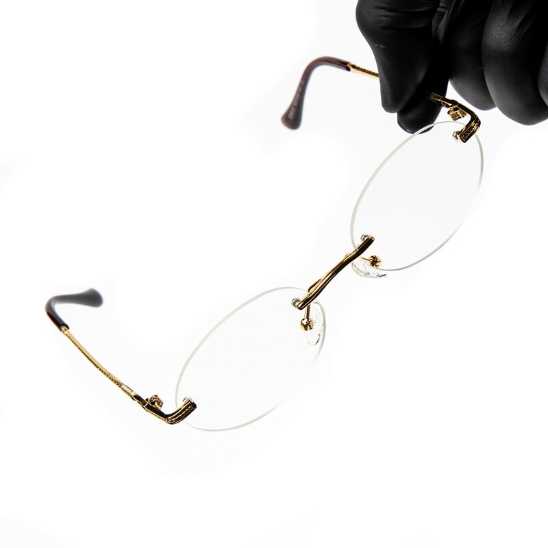 Men&#39;s Oval Round Gold Frame Clear Lens Glasses