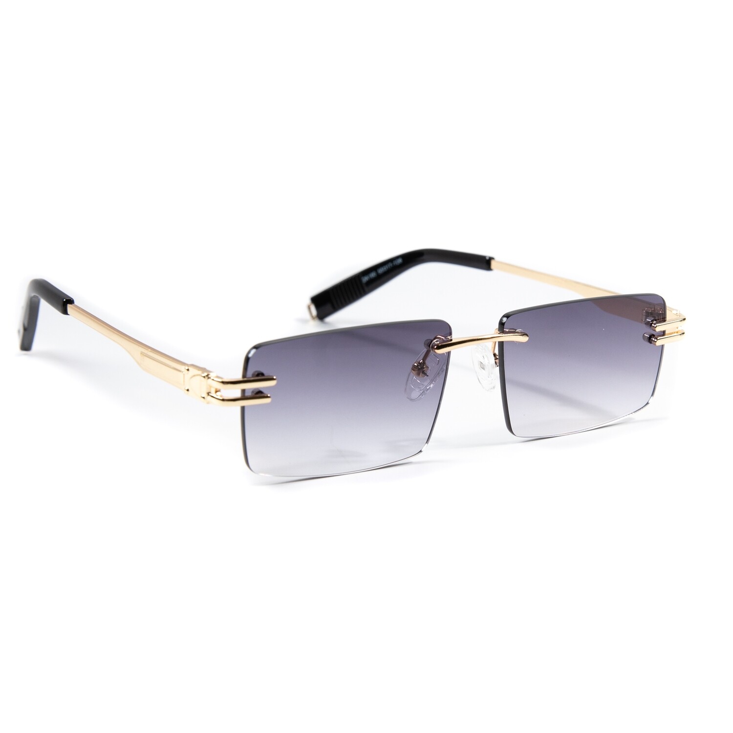 Men&#39;s Purple Tint Gold Frame Rimless Rectangular Sunglasses