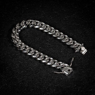 White Gold Plated Stainless Steel Men's Miami Cuban Link Bracelet