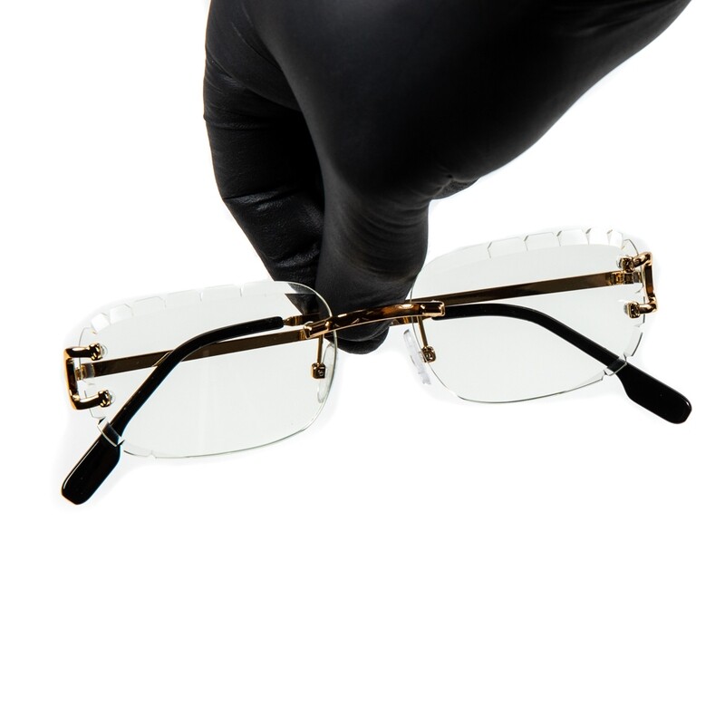 Men&#39;s Clear Diamond Cut Lens Gold Frame Glasses