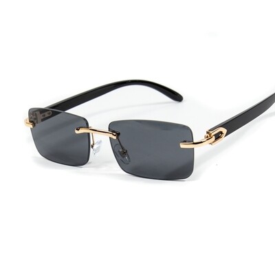 Gold Frame Men's Rimless Black Tint Hip Hop Sunglasses Gold Frame Men's Rimless Black Tint Hip Hop Sunglasses