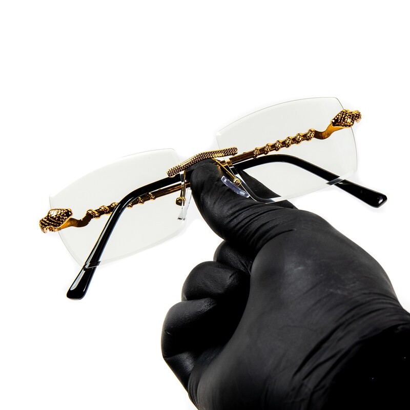 Men&#39;s Gold Frame Rimless Clear Lens Glasses