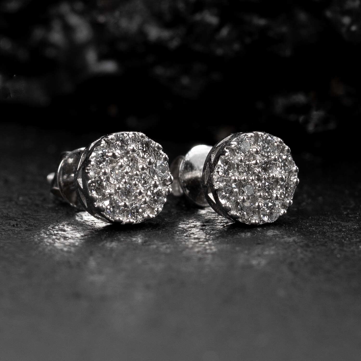 Small 14K White Gold 0.37 Ct Cluster Round Diamond Stud Earrings