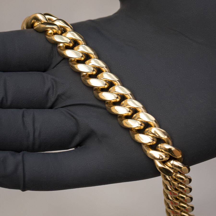 Heavy Yellow Gold Plated 316 Stainless Steel Miami Cuban Chain Necklace
