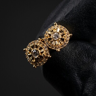 Men's Round Small 14K Gold 0.28 Ct Diamond Earrings