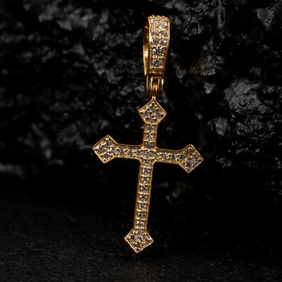 Moissanite Yellow Gold Plated 925 Sterling Silver Cross Pendant