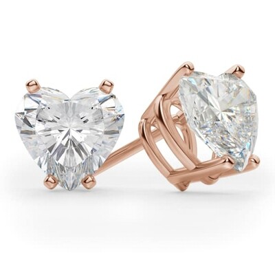 Women&#39;s Rose Gold Plated 925 Sterling Silver Cz Heart Shaped Stud Screw Back Earrings