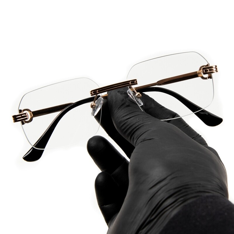 Men&#39;s Gold Wire Frame Rimless Clear Lens Hip Hop Glasses