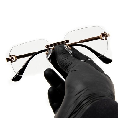 Men's Gold Wire Frame Rimless Clear Lens Hip Hop Glasses