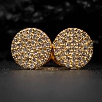 Round 0.37Ct Natural Diamond 10K Solid Yellow Gold​ Cluster Stud Earrings