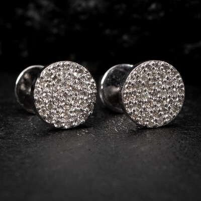 Round 0.22Ct Natural Diamond 10K Solid White Gold​ Cluster Stud Earrings