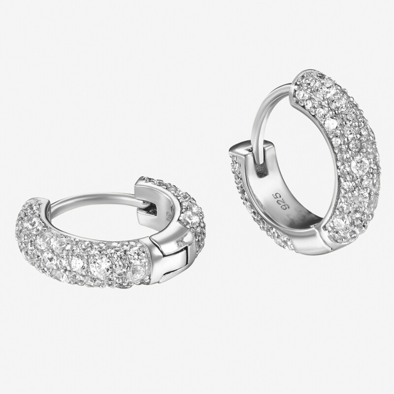 Honey Comb Set Mens Women&#39;s 925 Sterling Silver Hoop Earrings