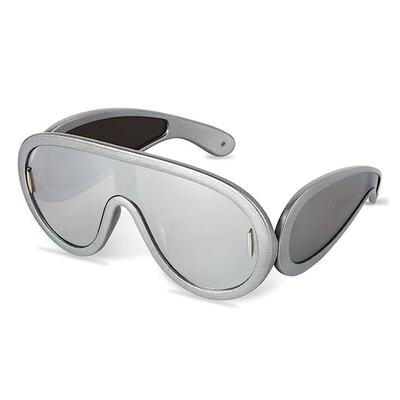 Women&#39;s Fashion Trendy Oversized Gray Round Smooth Frame Big Siamese Lenses Sunglasses​