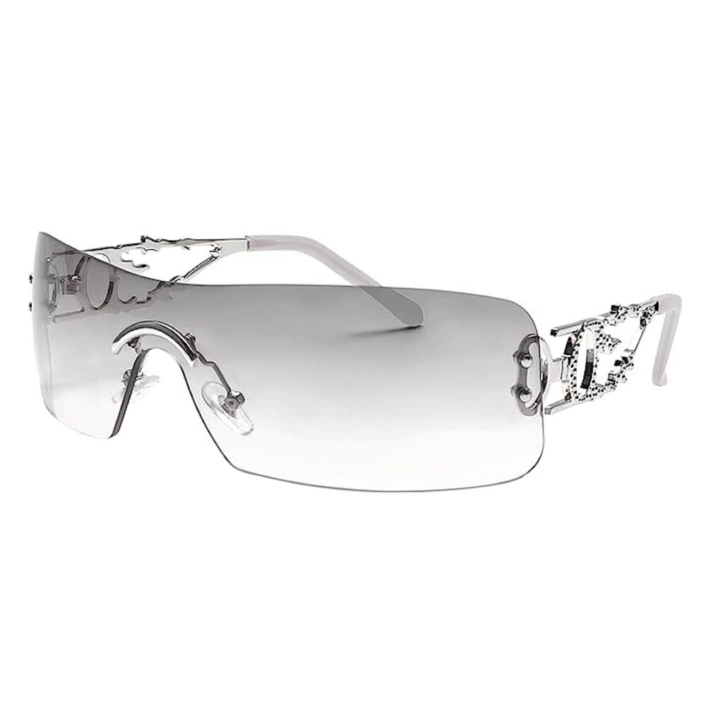 ​Women&#39;s Gradient Silver Tint Rimless Y2k Rectangle Sunglasses ​