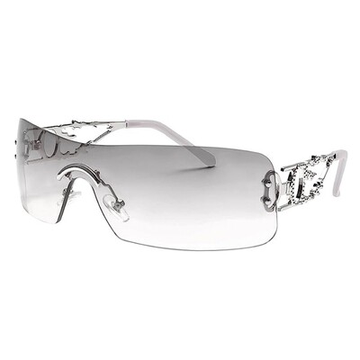 ​Women&#39;s Gradient Silver Tint Rimless Y2k Rectangle Sunglasses ​