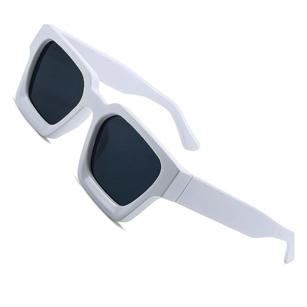 Men&#39;s Women&#39;s White Square Thick Frame Designer Style Shades​ Sunglasses
