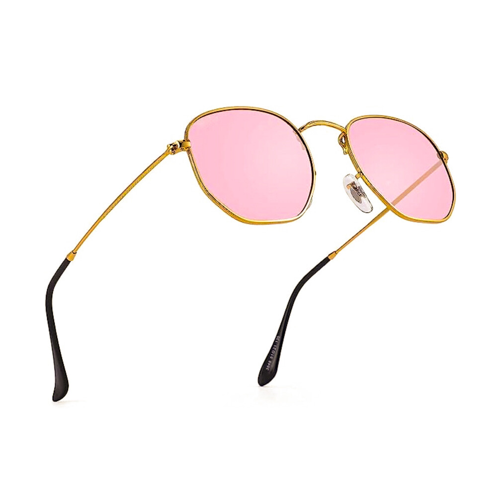 Women&#39;s Cute Hot Pink Hexagon Polarized Summer Sunglasses