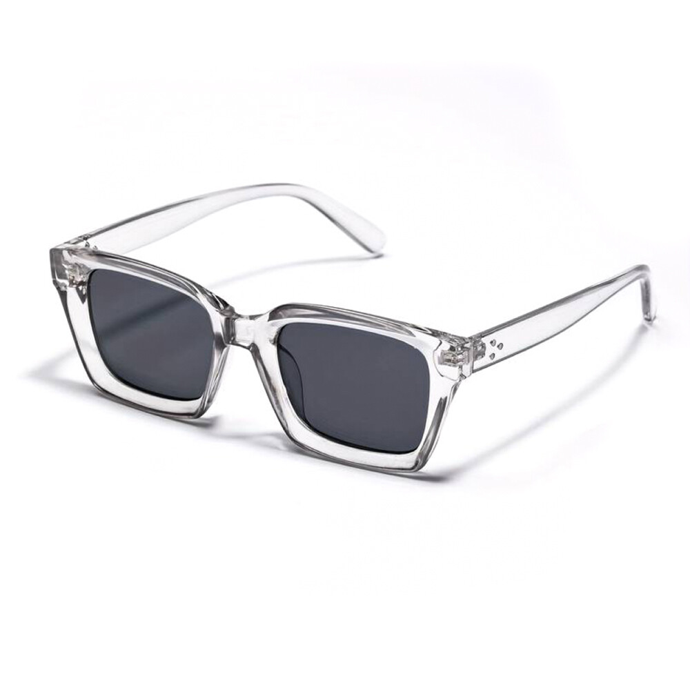 Retro Square Polarized Dark Gray Trendy Rectangle Sunglasses