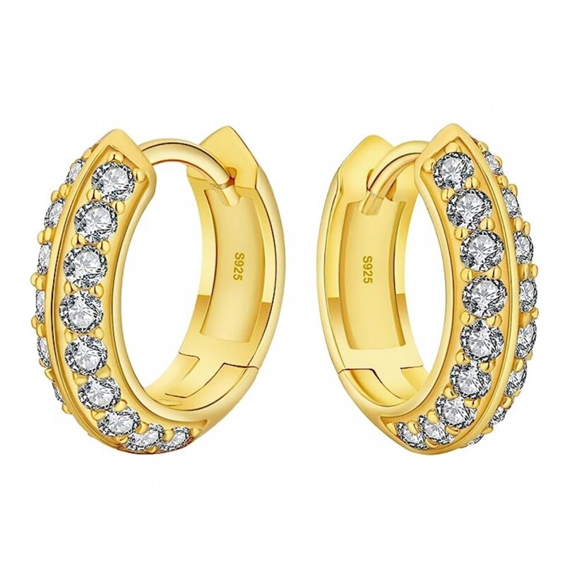 Honey Comb Set Unisex Yellow Gold Plated 925 Sterling Silver Huggie Hoop Earrings